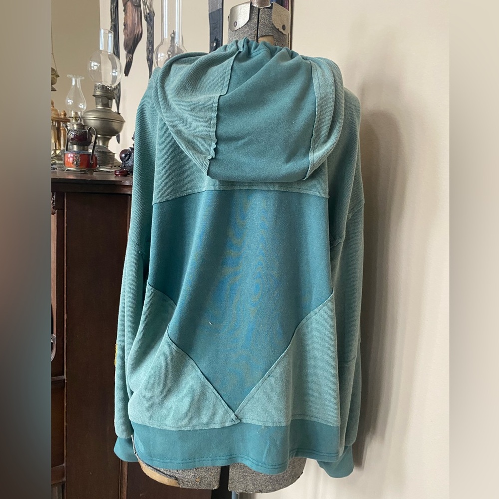 Pol Oversized Green Plaid Patchwork Distressed Ho… - image 3